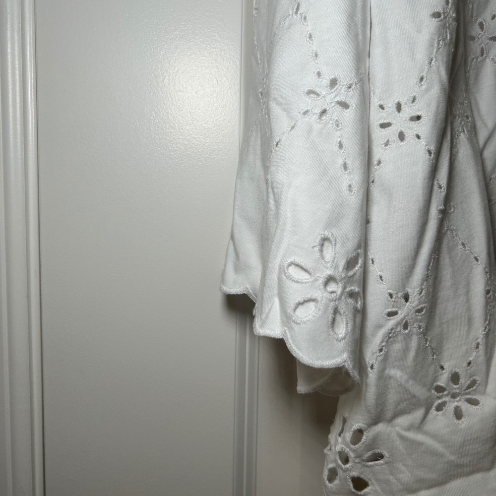 NWT Madewell The Embroidered Boxy Crop Tee in Allday Jersey white women's L boho - Picture 3 of 8